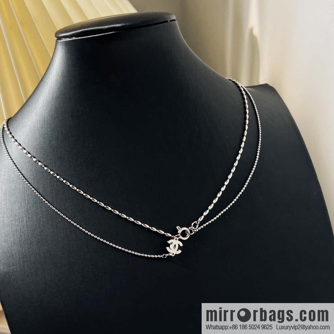 New ☑️ Chanel silver double layer double c necklace