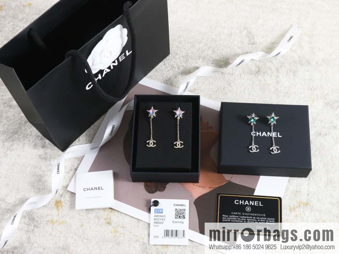 New ☑️ Chanel c2 pentagram full diamond double c stud earrings