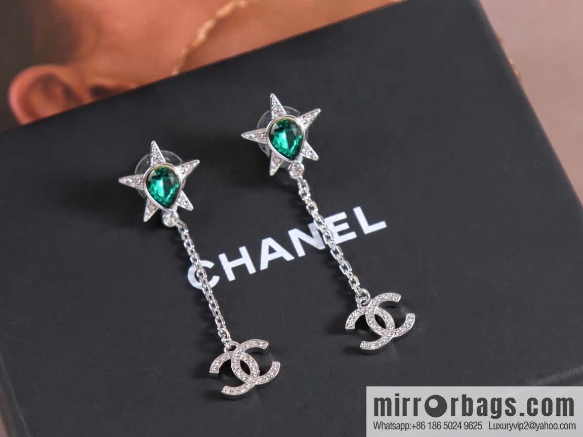 New ☑️ Chanel c2 pentagram full diamond double c stud earrings