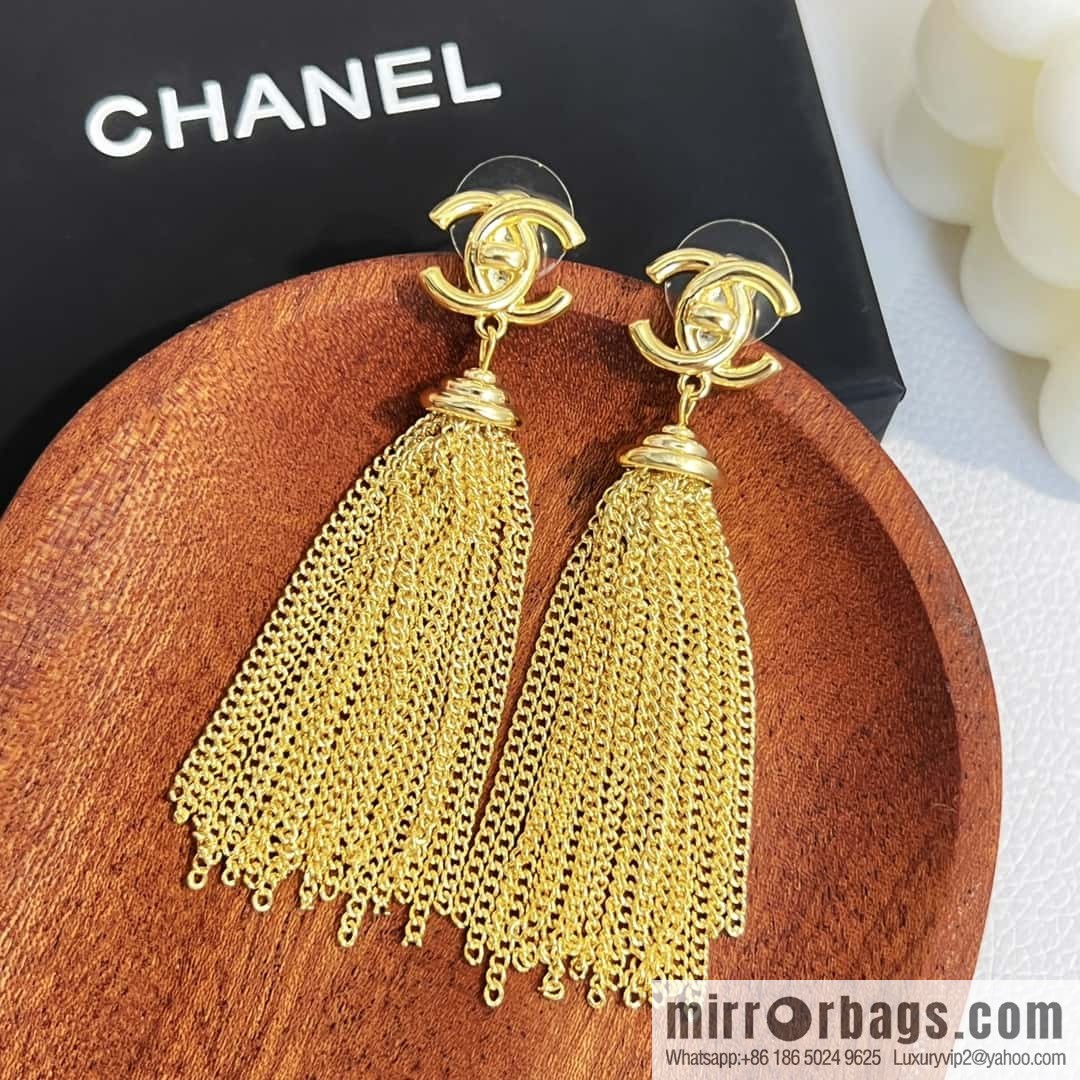 New ☑️ Chanel C2 gold fringed earrings
