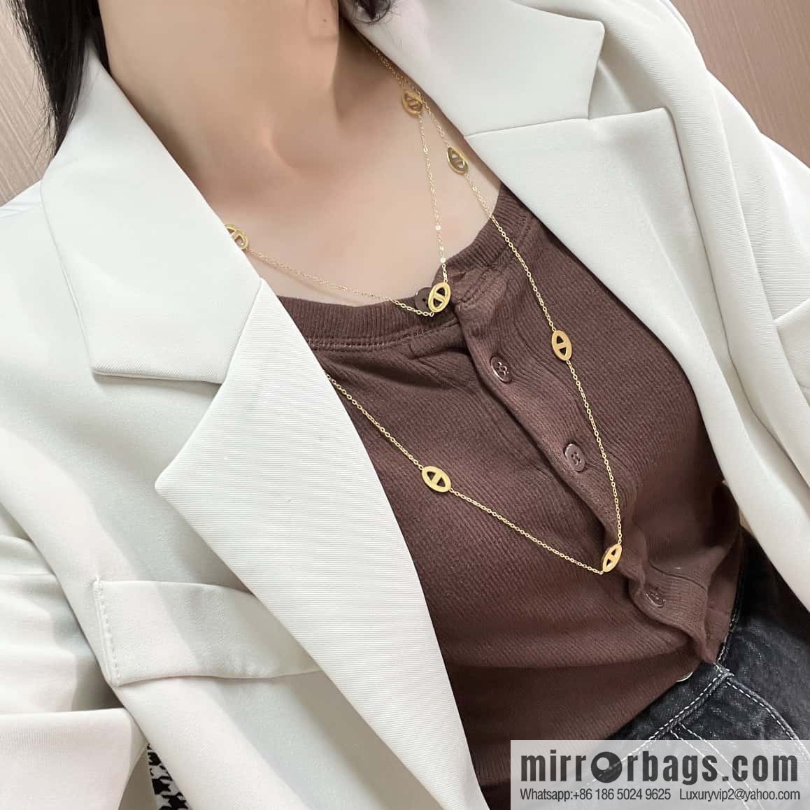 New ☑️ Hermès HERMES pig nose long necklace