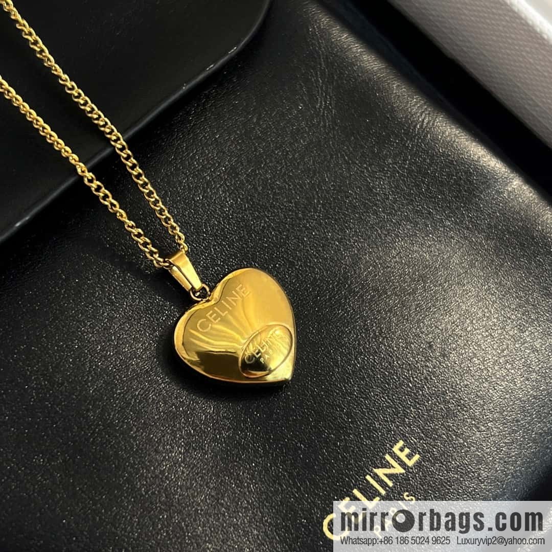 New ☑️ Celine black peach heart Arc de Triomphe necklace