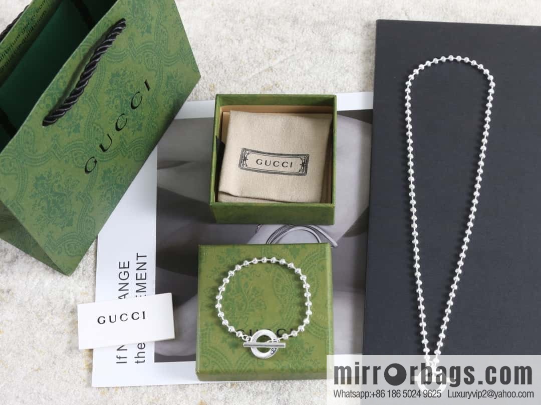 New Gucci gucci silver bead chain necklace bracelet