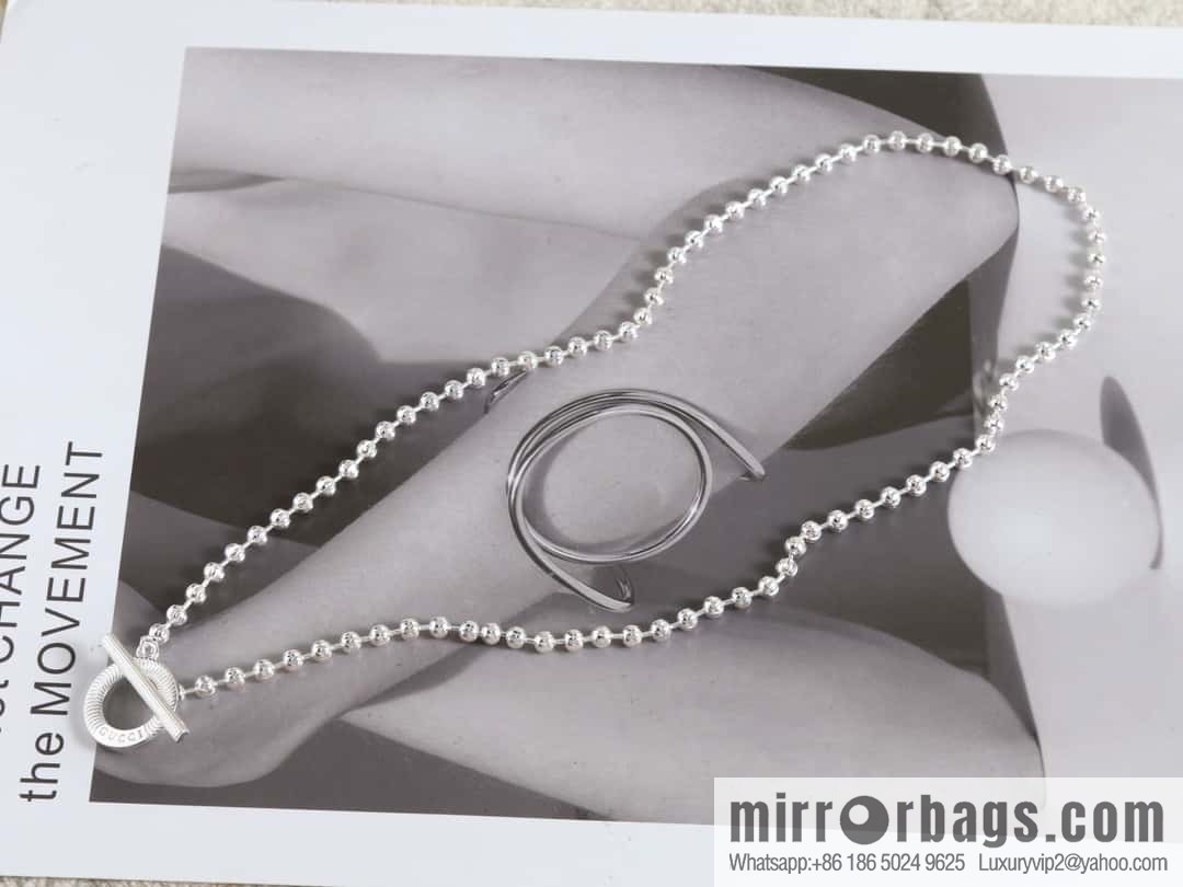 New Gucci gucci silver bead chain necklace bracelet