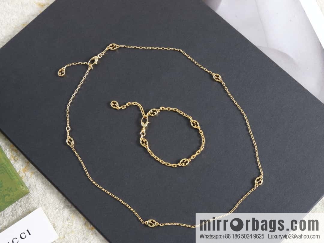 New Gucci gucci gold double G necklace bracelet