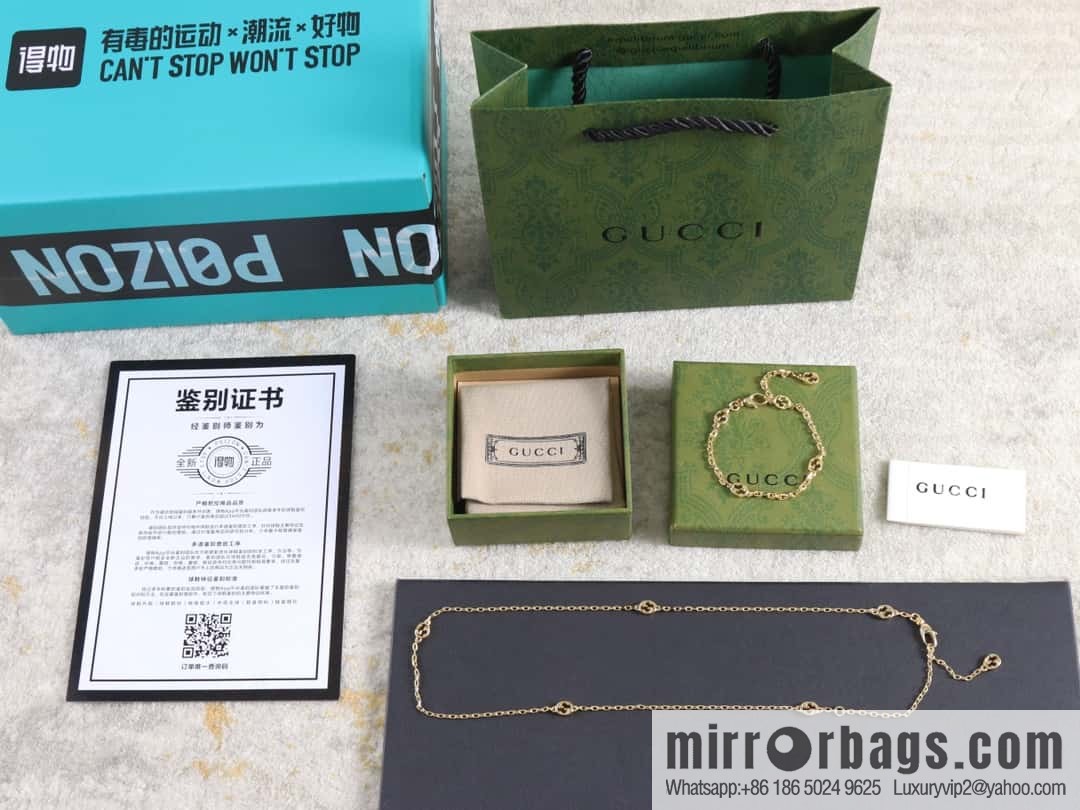 New Gucci gucci gold double G necklace bracelet