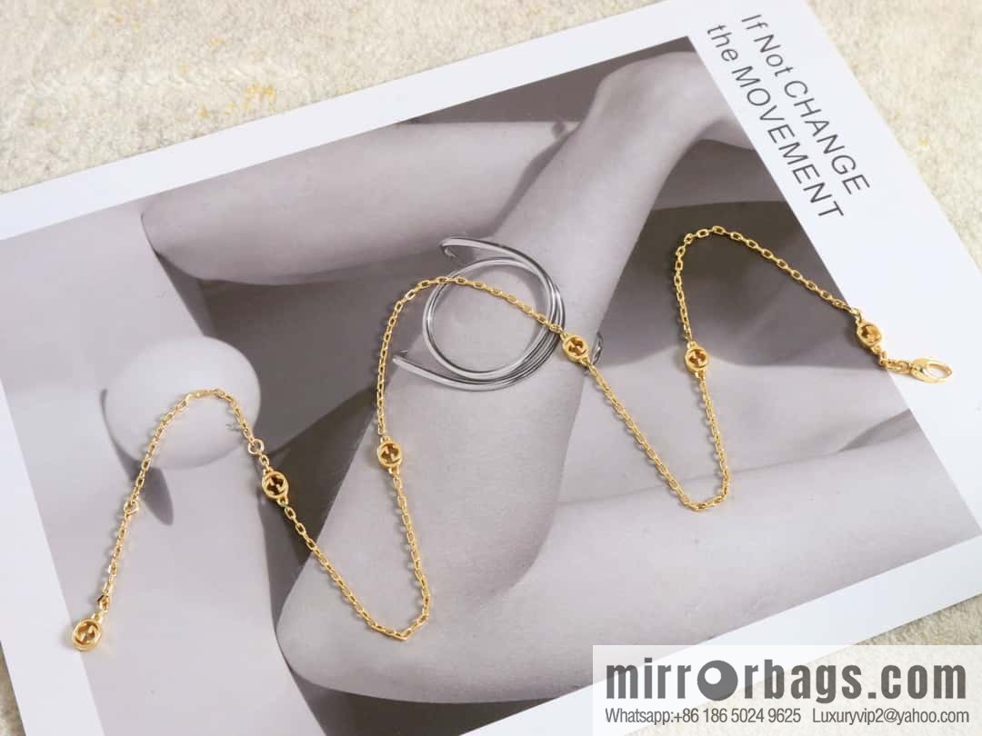 New Gucci gucci gold double G necklace bracelet