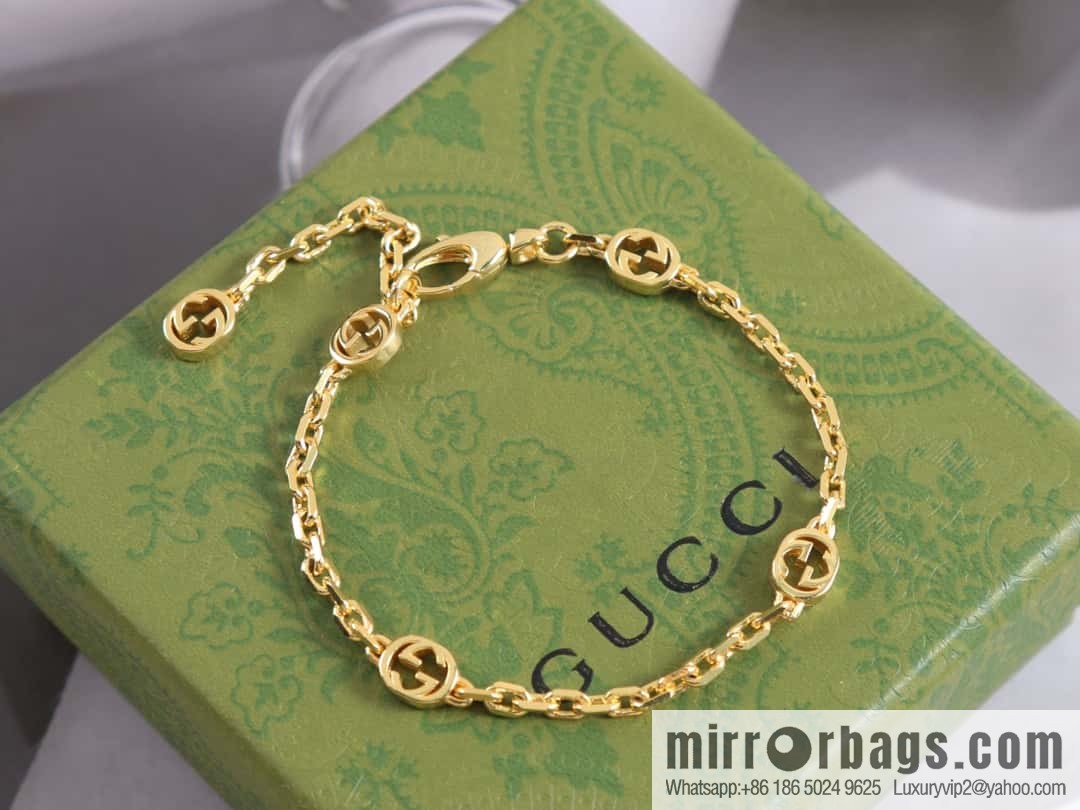New Gucci gucci gold double G necklace bracelet