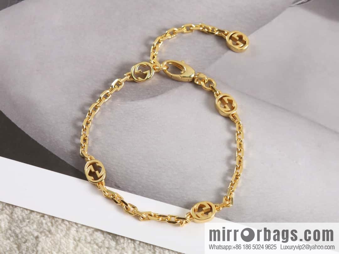 New Gucci gucci gold double G necklace bracelet