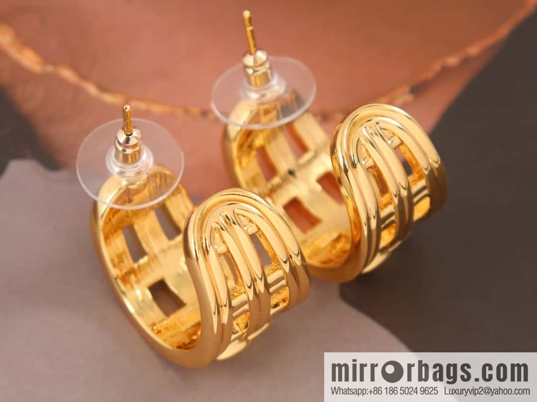 New ☑️ Chanel medieval series gold semi-round double c cut-out earrings