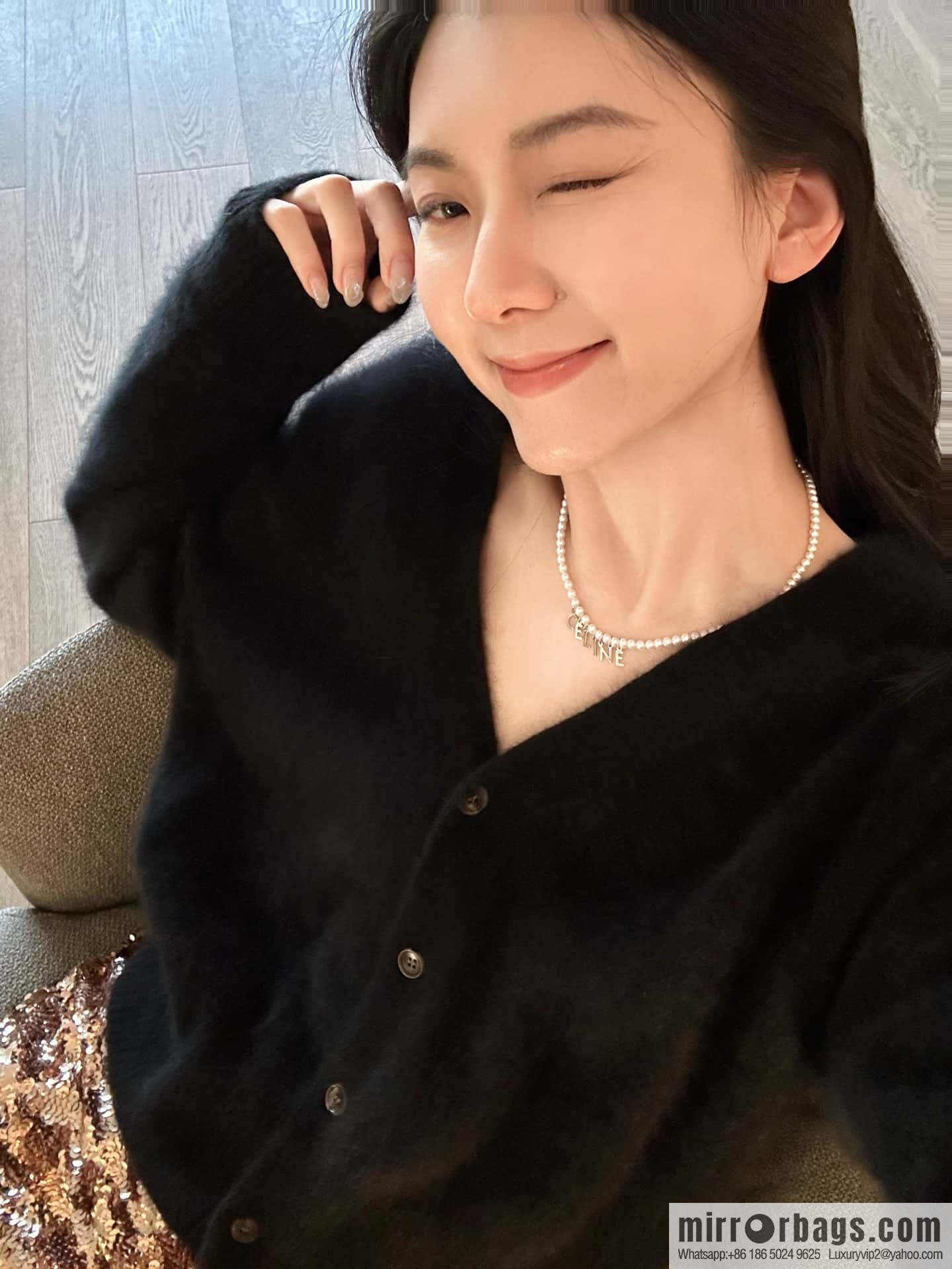 New ☑️ Celine tassel letter pearl necklace