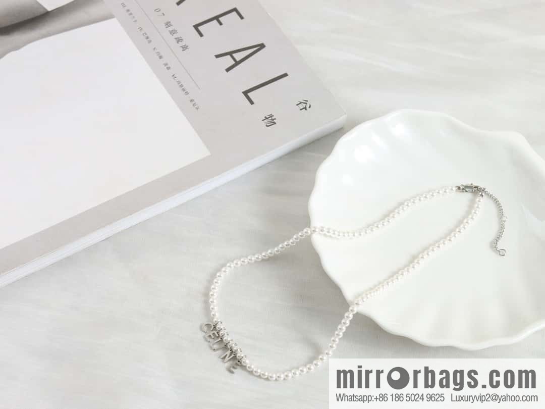 New ☑️ Celine tassel letter pearl necklace