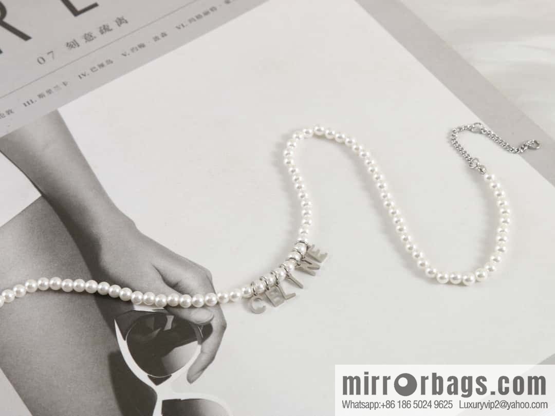 New ☑️ Celine tassel letter pearl necklace