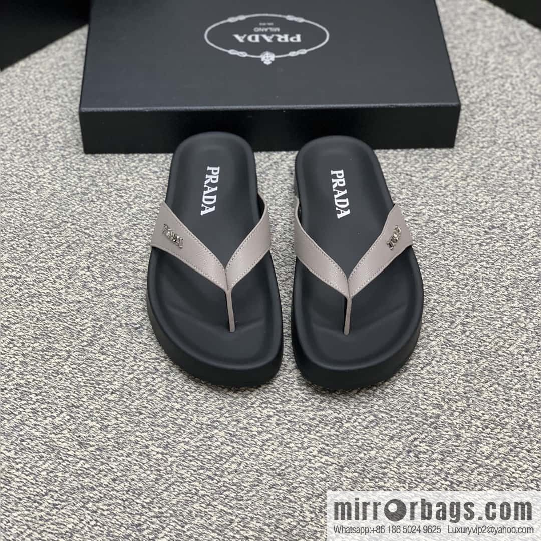 Prada uses black calfskin men's sandals