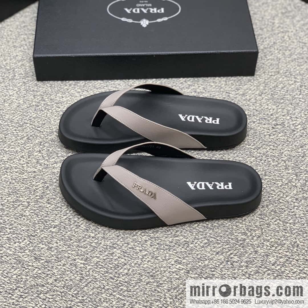 Prada uses black calfskin men's sandals