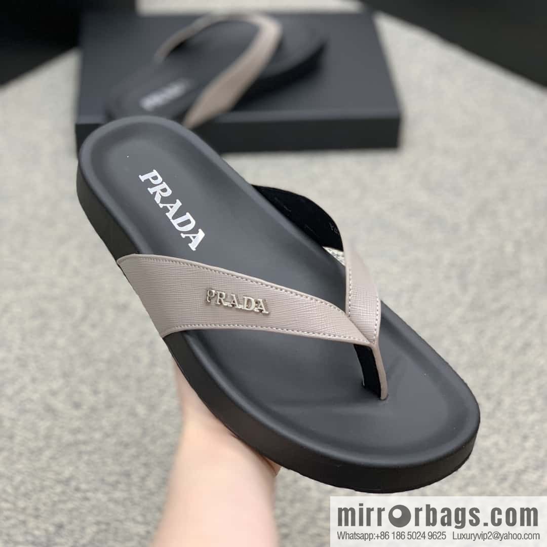 Prada uses black calfskin men's sandals