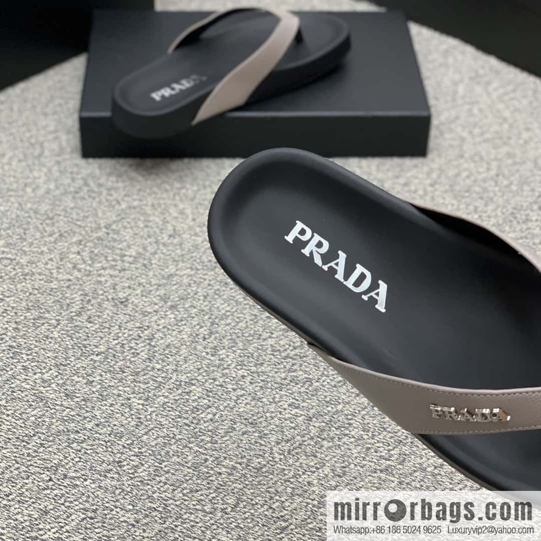 Prada uses black calfskin men's sandals