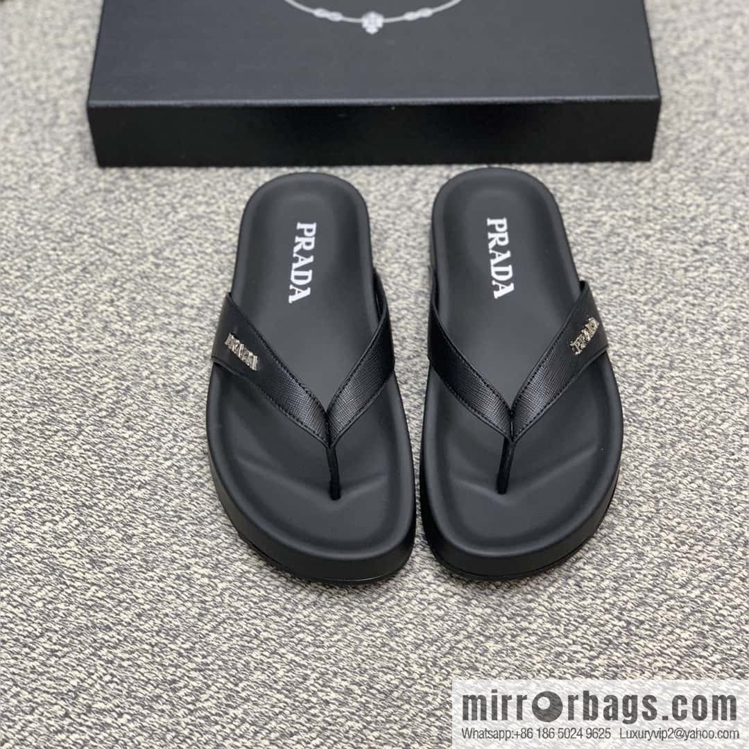 Prada uses black calfskin men's sandals
