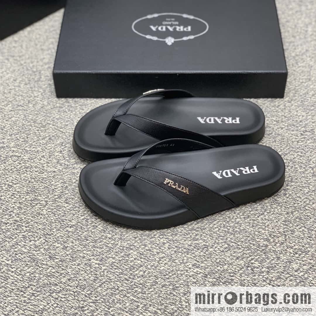 Prada uses black calfskin men's sandals