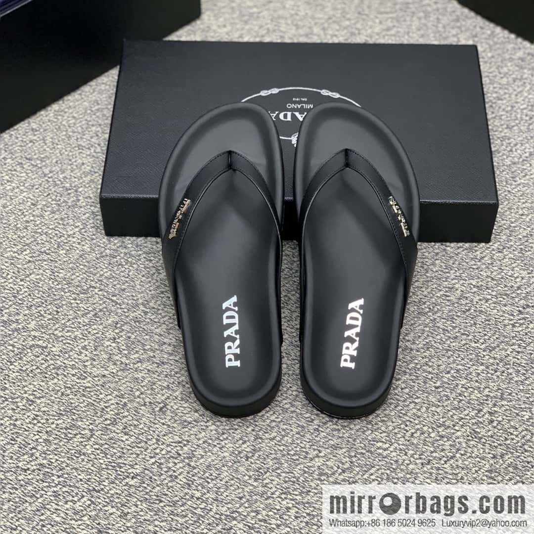 Prada uses black calfskin men's sandals