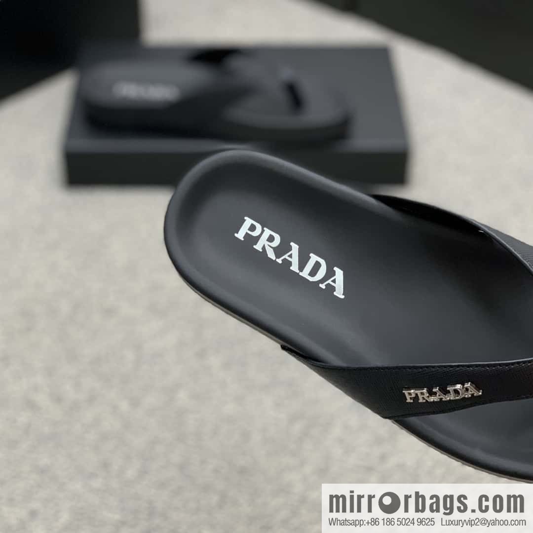 Prada uses black calfskin men's sandals