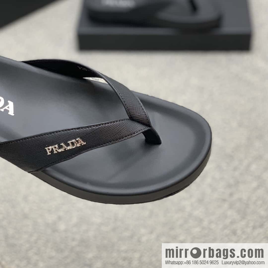 Prada uses black calfskin men's sandals
