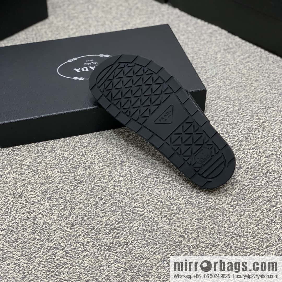 Prada uses black calfskin men's sandals