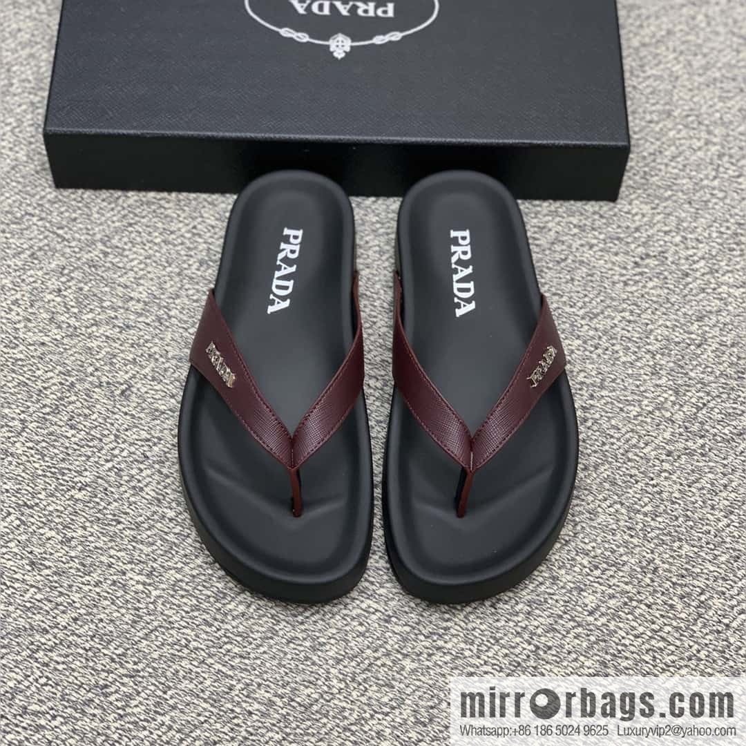Prada uses black calfskin men's sandals