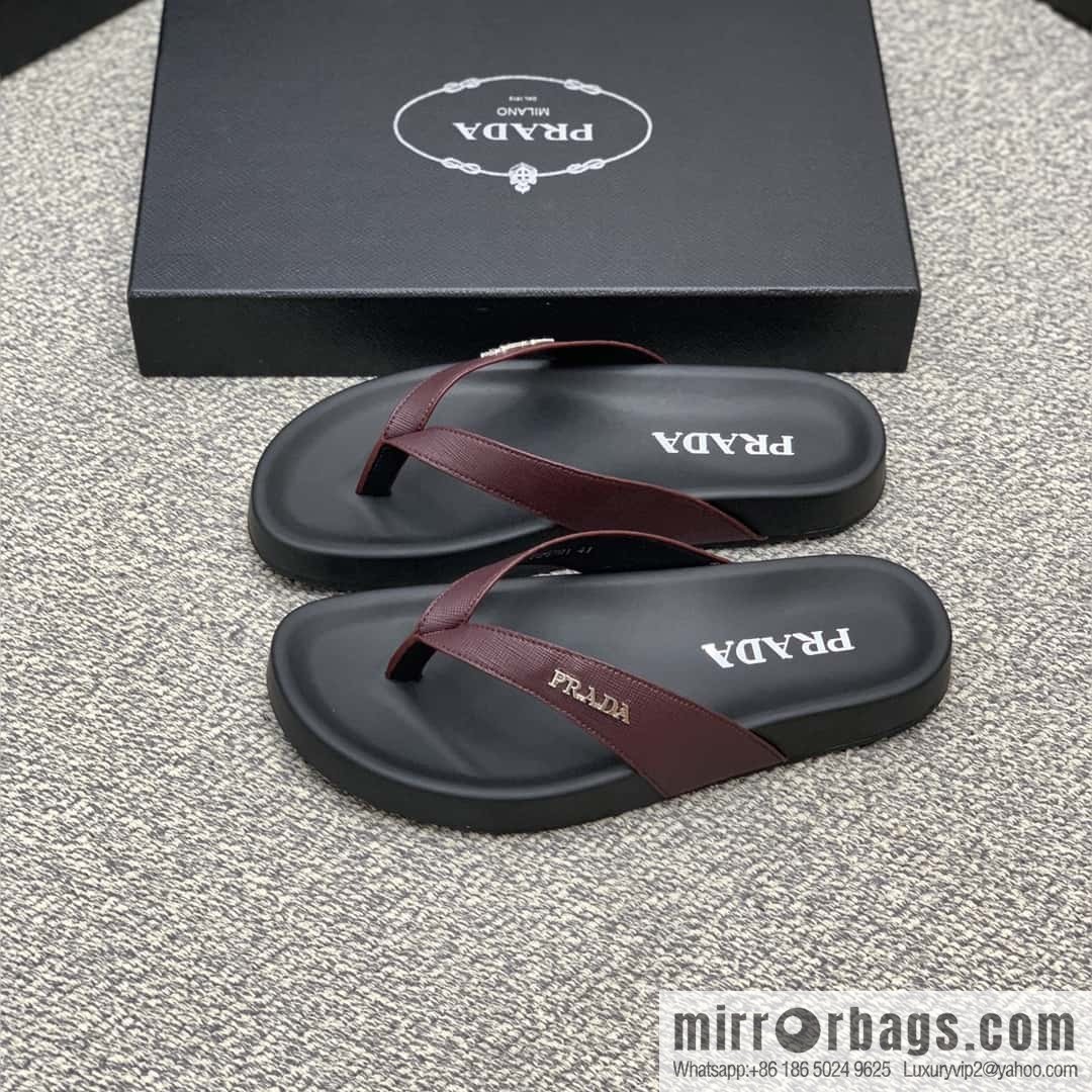 Prada uses black calfskin men's sandals
