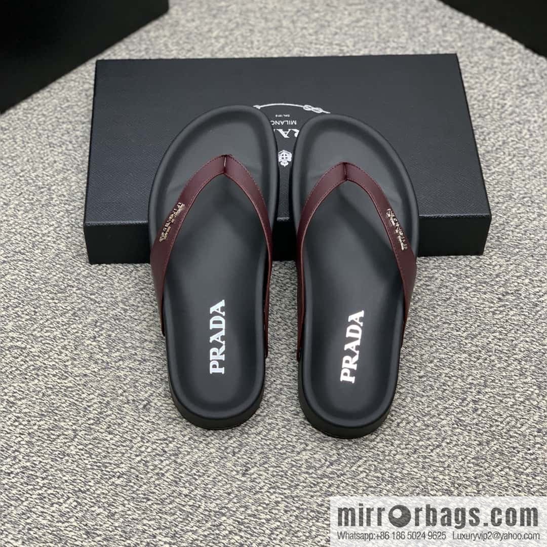 Prada uses black calfskin men's sandals