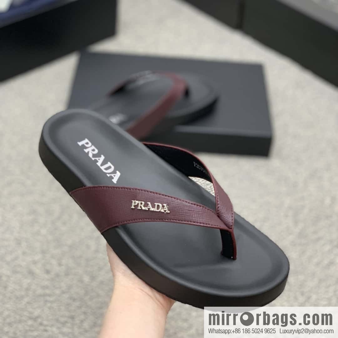 Prada uses black calfskin men's sandals
