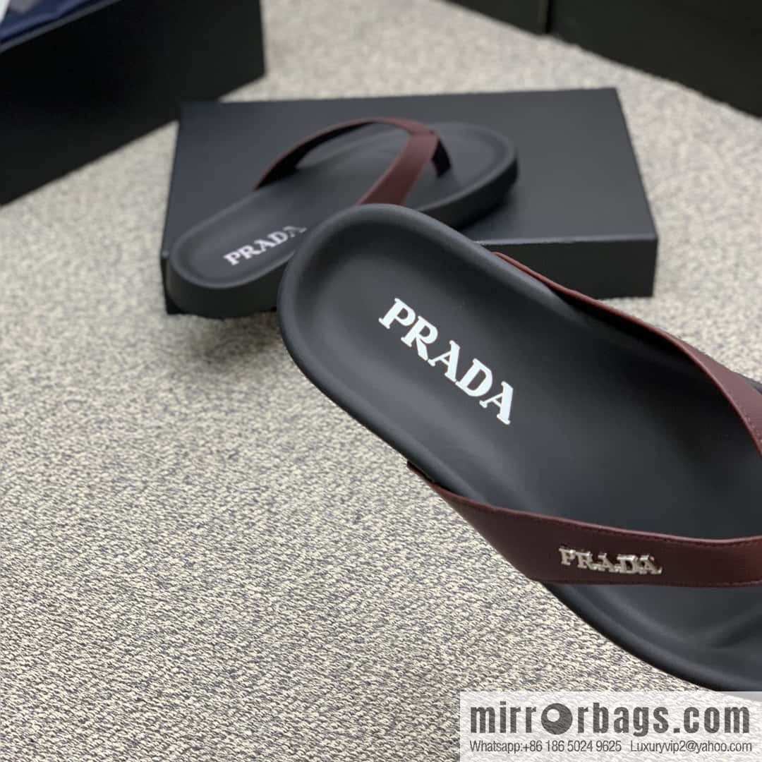 Prada uses black calfskin men's sandals