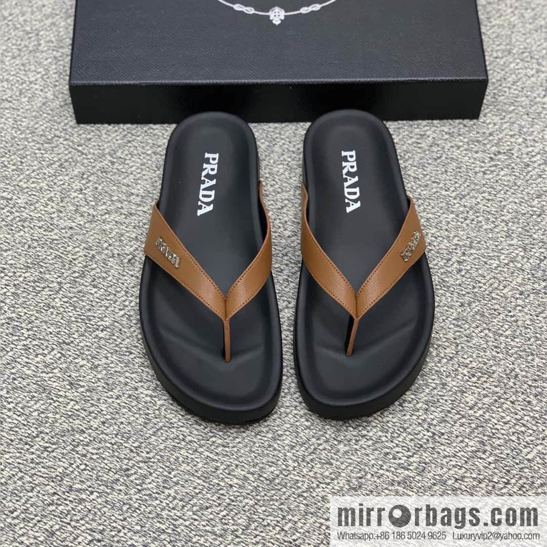 Prada uses black calfskin men's sandals