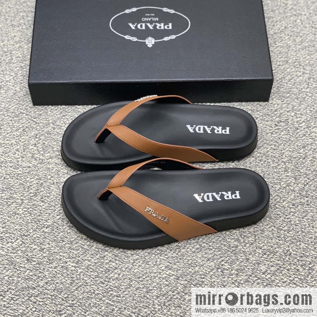Prada uses black calfskin men's sandals