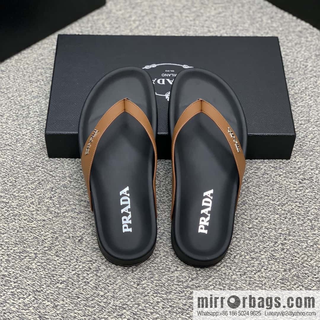 Prada uses black calfskin men's sandals
