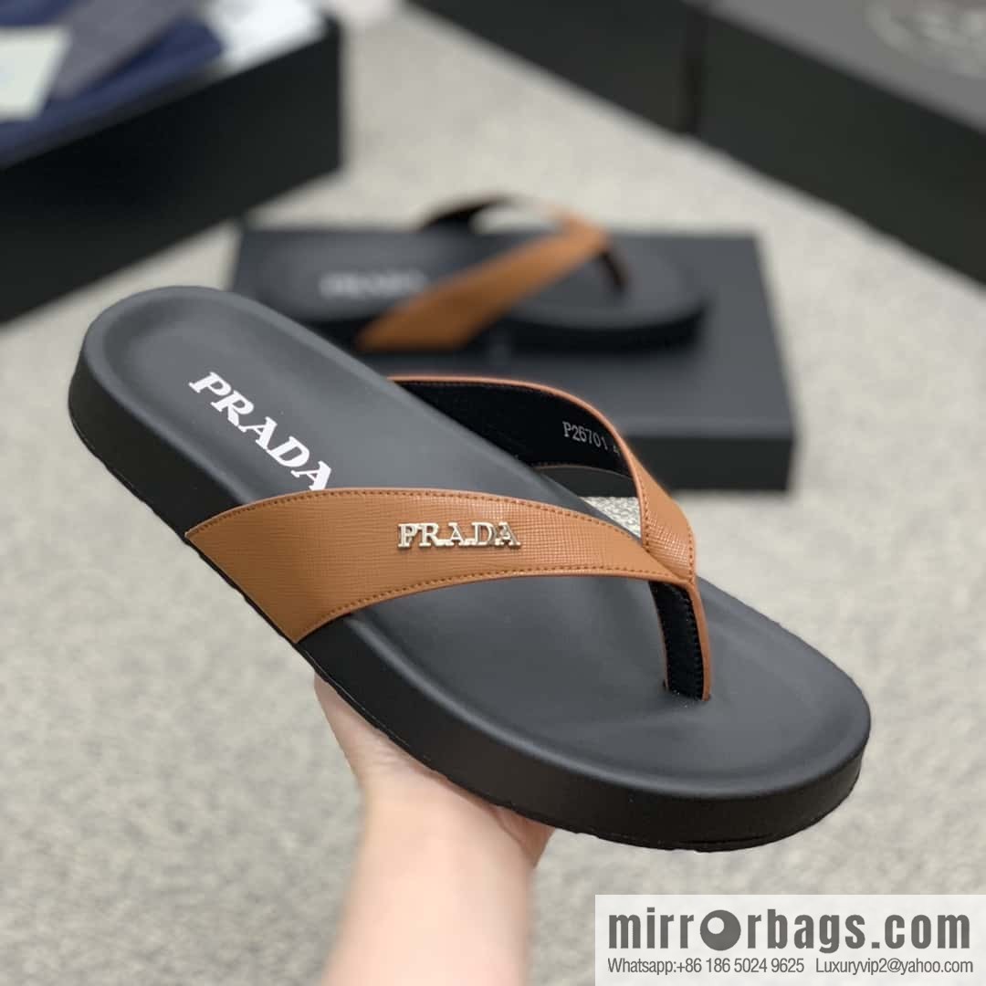 Prada uses black calfskin men's sandals