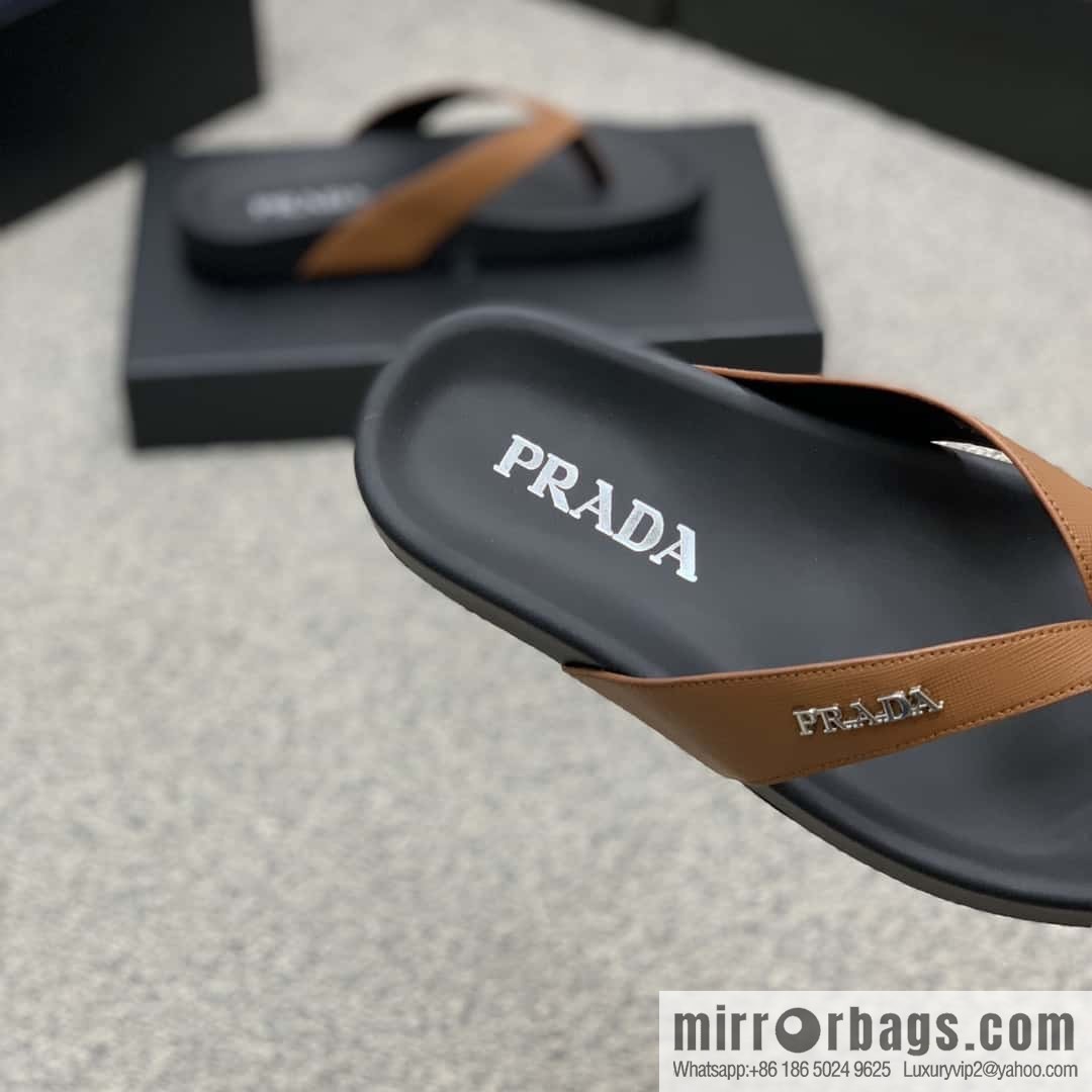 Prada uses black calfskin men's sandals