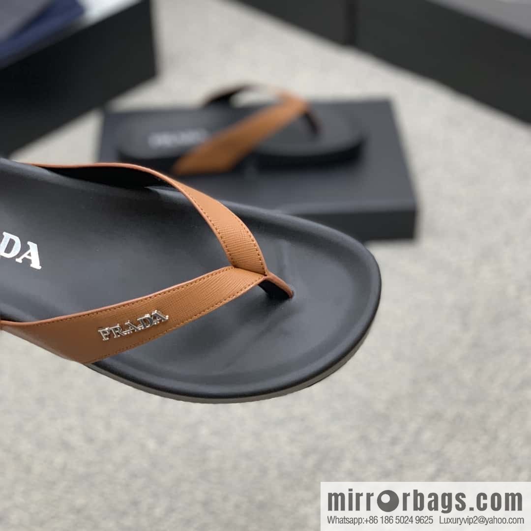Prada uses black calfskin men's sandals