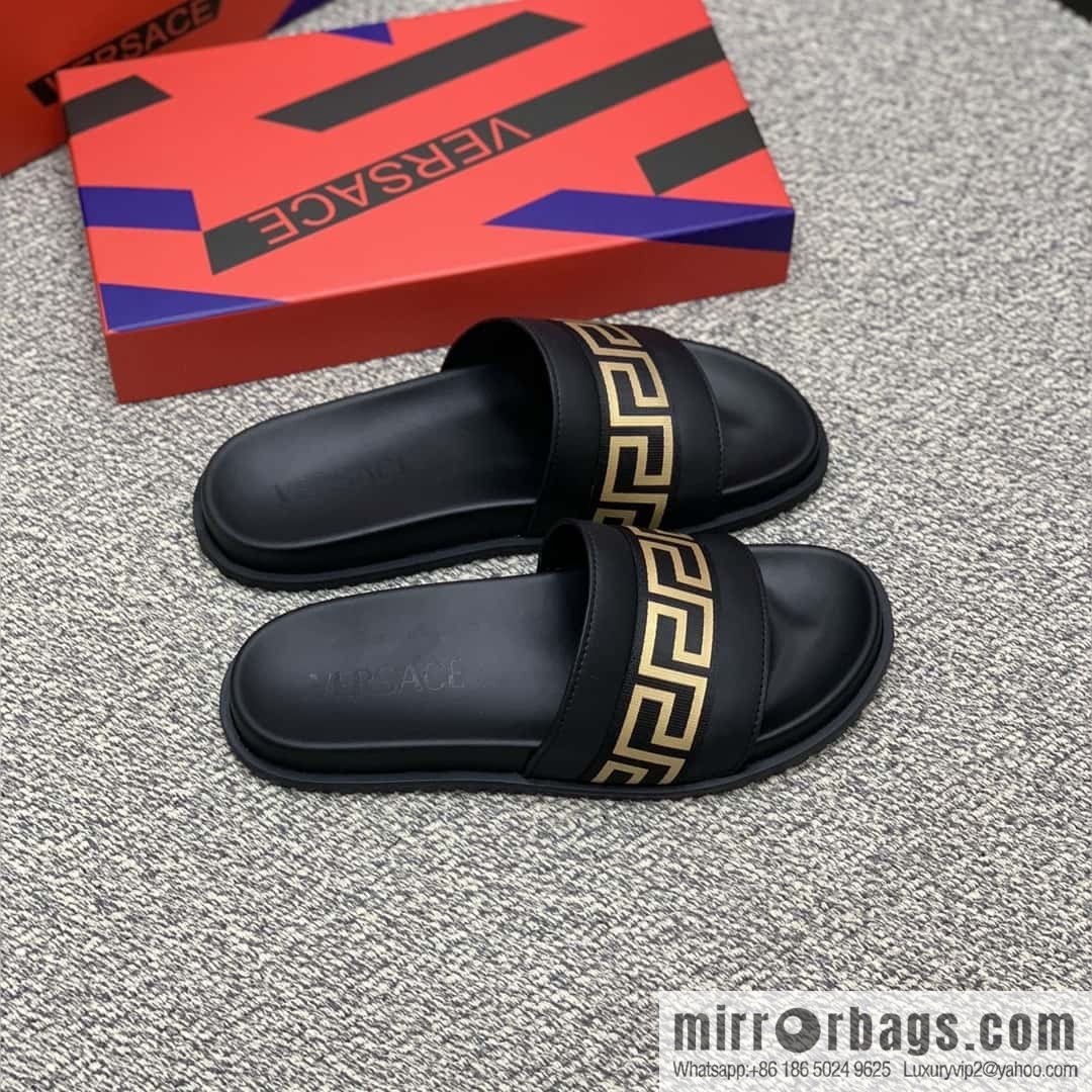 Versace uses black calfskin men's sandals