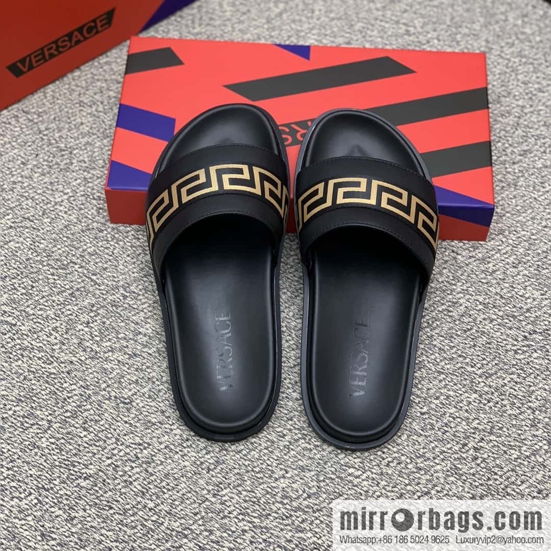 Versace uses black calfskin men's sandals
