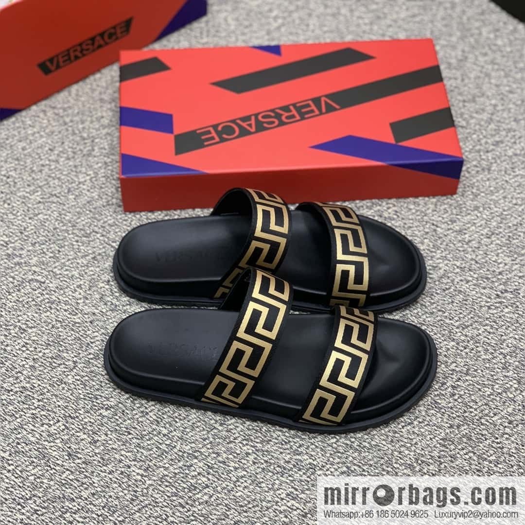 Versace uses black calfskin men's sandals