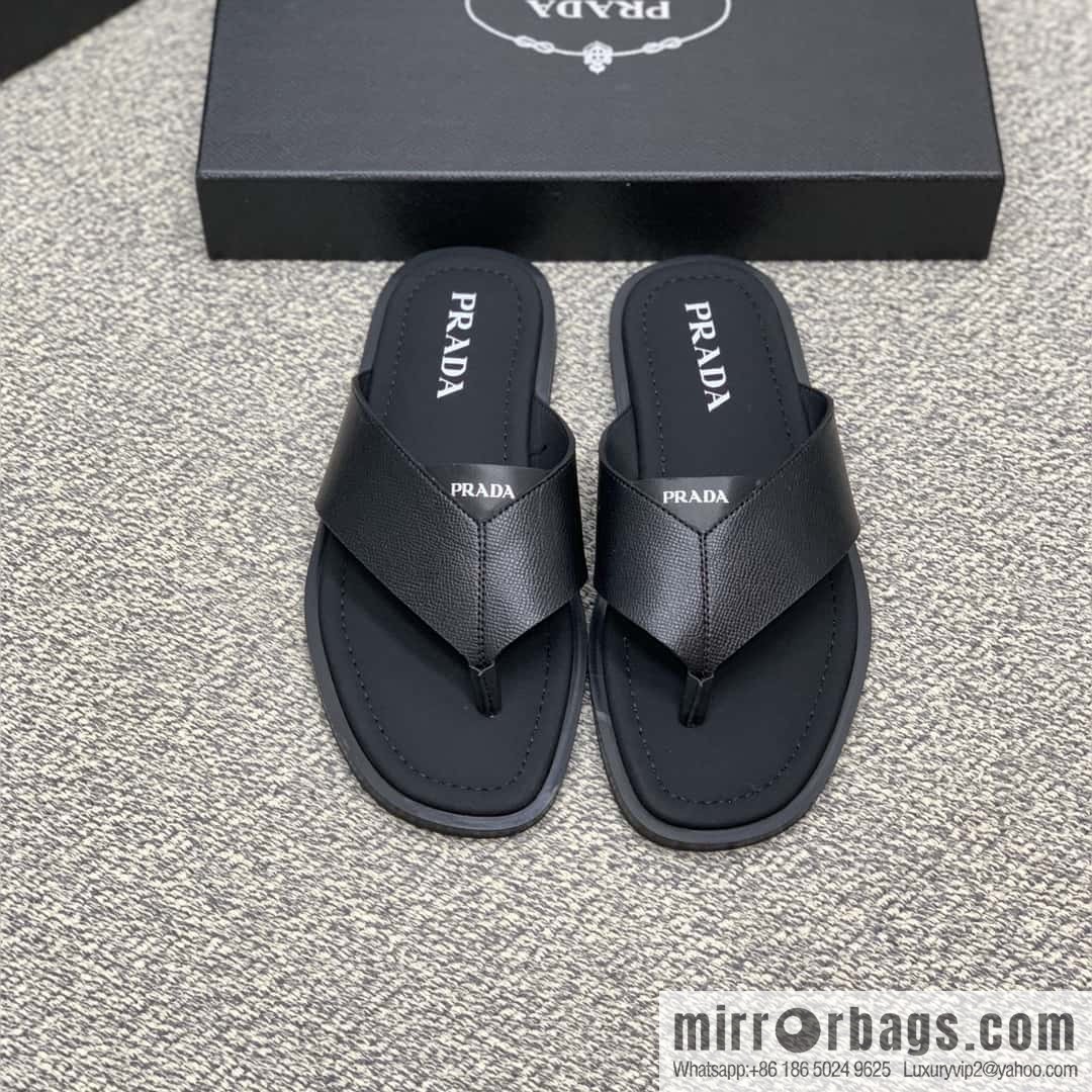 Prada uses black calfskin men's sandals