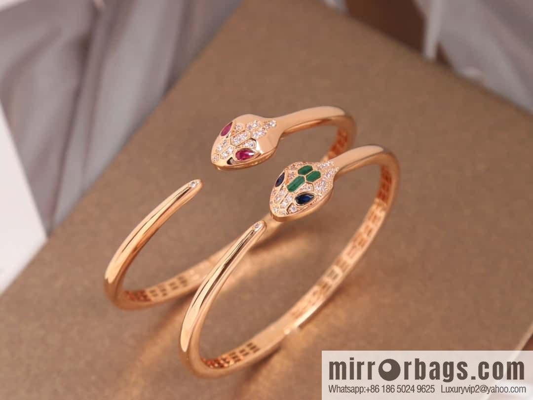 Bulgari BVLGARI Latest Collection Serpenti Malachite, Ruby Snake, Snake Bracelet