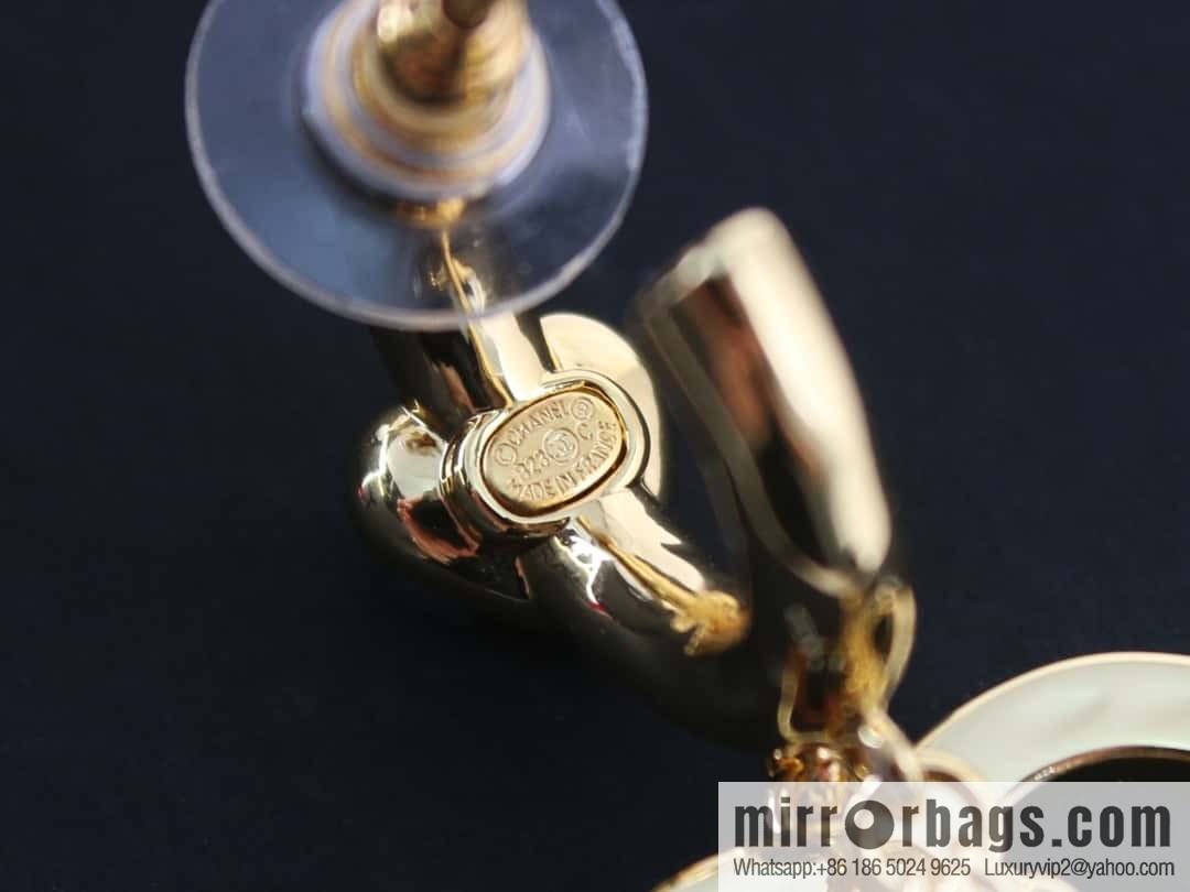 New ☑️ Chanel c3 gold double c tassel love peach heart stud earrings