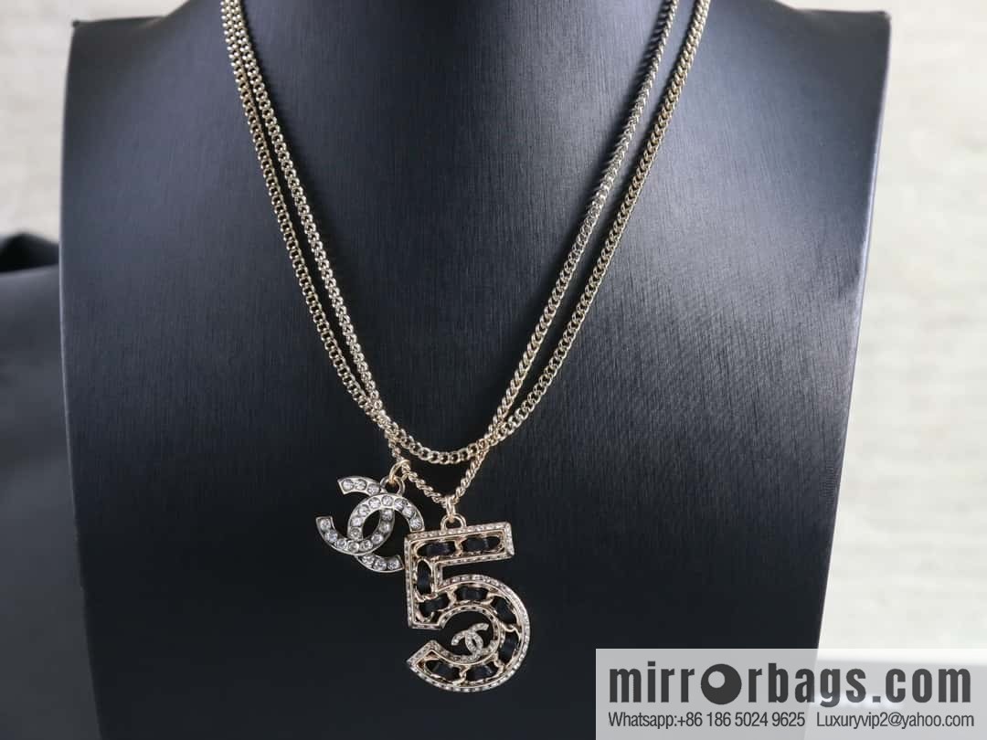 New ☑️ Chanel double c5 character black leather rope long necklace