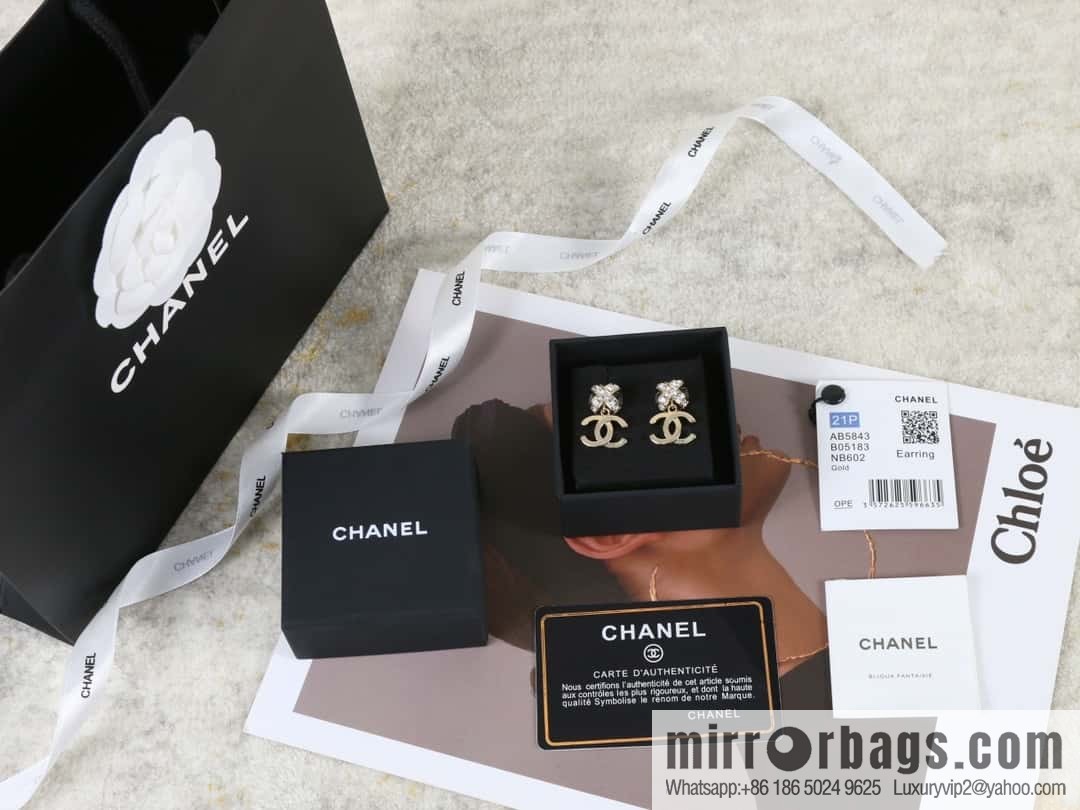 New ☑️ Chanel c2 double C cross full diamond stud earrings