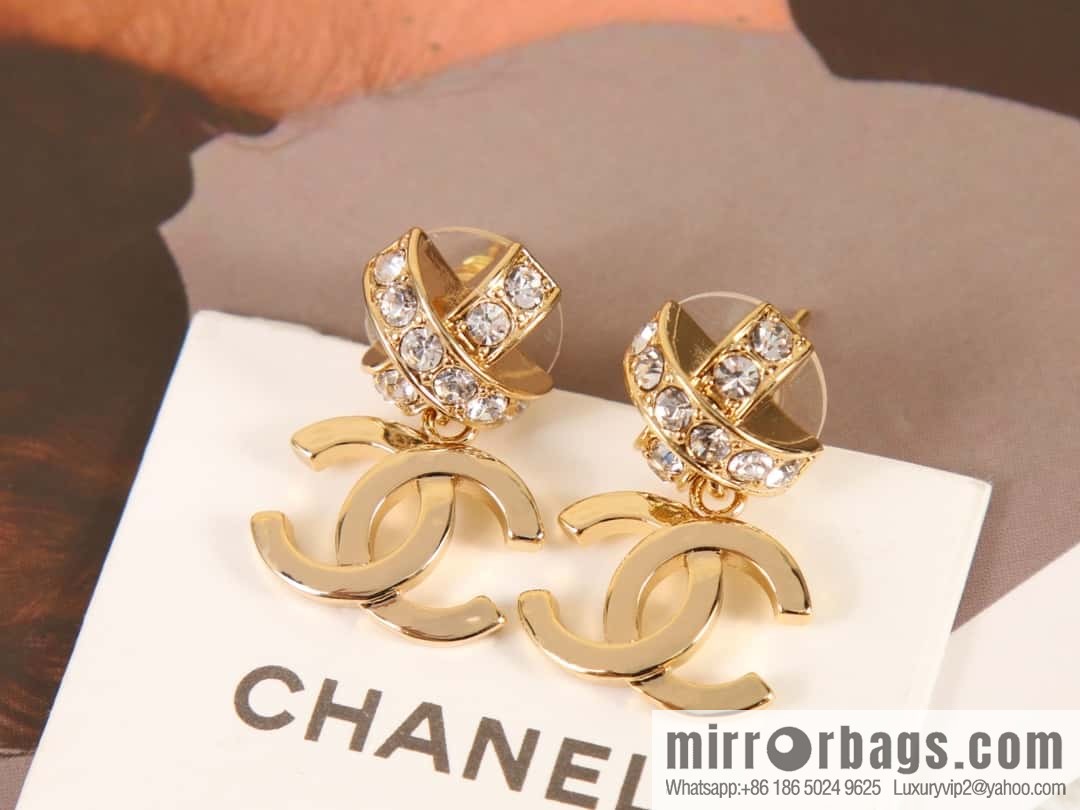New ☑️ Chanel c2 double C cross full diamond stud earrings