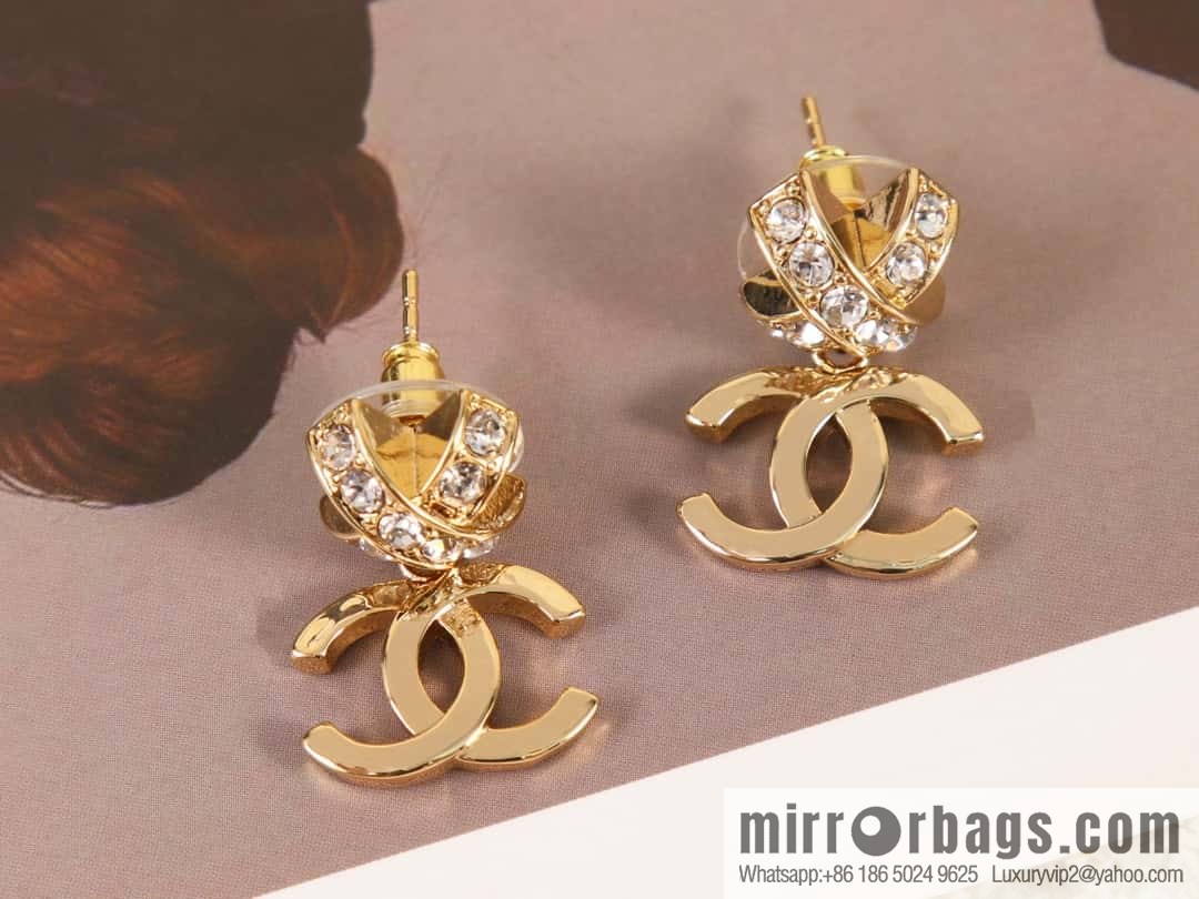 New ☑️ Chanel c2 double C cross full diamond stud earrings
