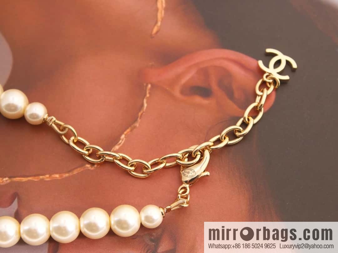 New ☑️ Chanel Double C Full Diamond Cross Pearl Necklace