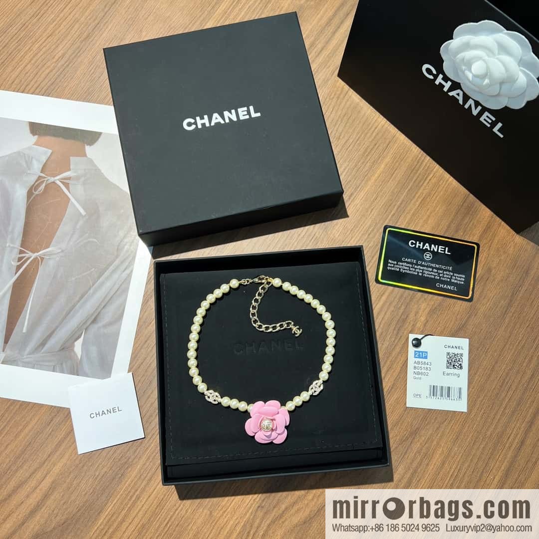 New ☑️ Chanel Double C Pink Camellia Pearl Necklace
